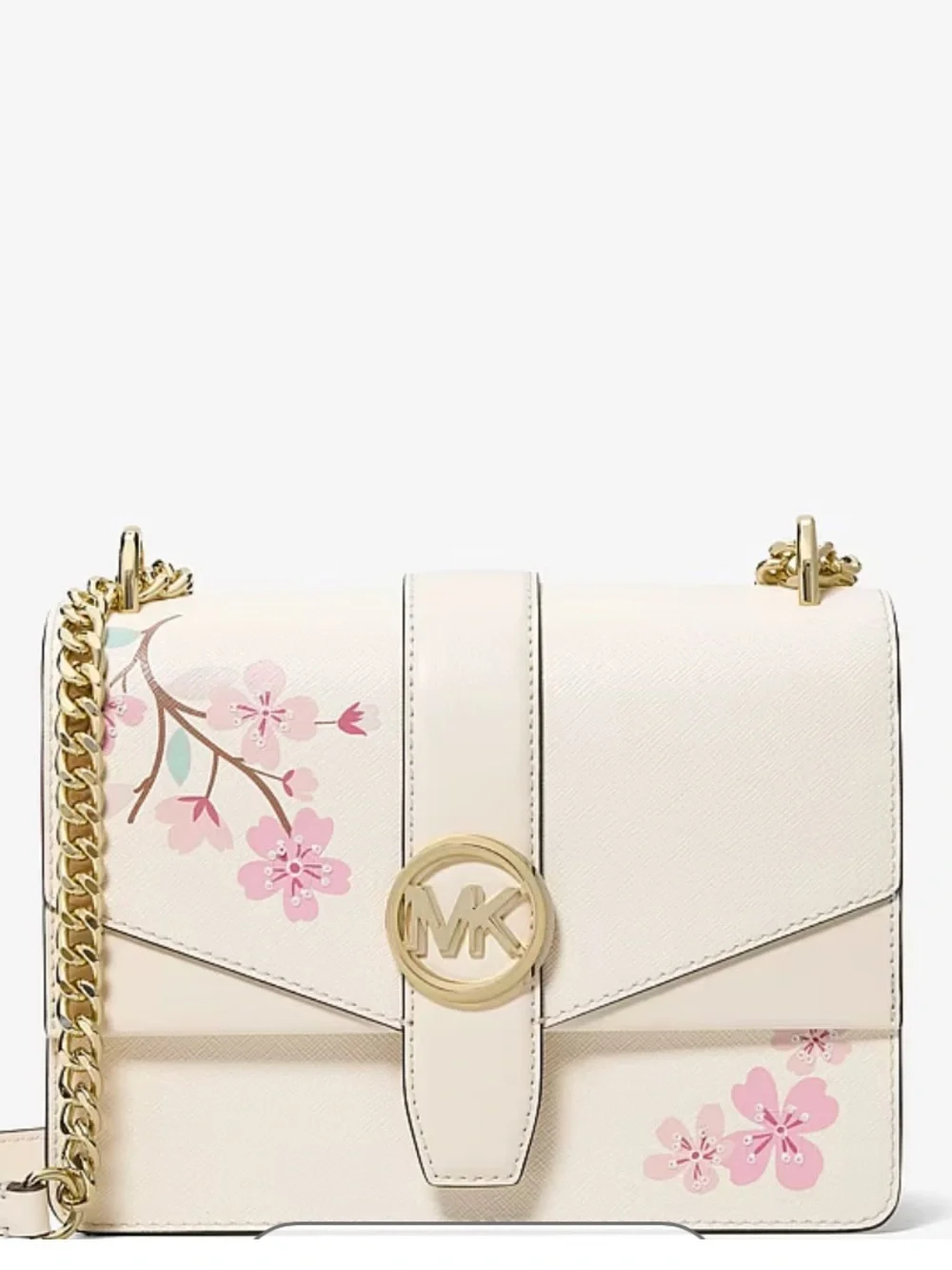 MICHAEL KORS Greenwich Small Embellished Crossbody Bag Light Cream Multi NWT